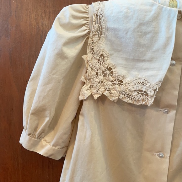 Vintage boutique blouse lace shirt prairie top cream girls size 10 - Picture 9 of 13
